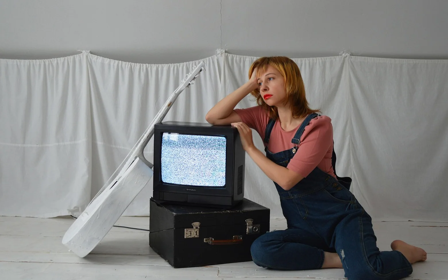 Woman, television and vintage